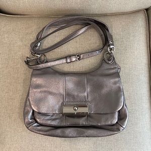Coach Silver Metallic Leather Handbag / Crossbody